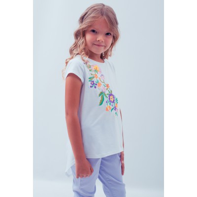 Embroidered tee-shirt for girl "Spring in Violet"